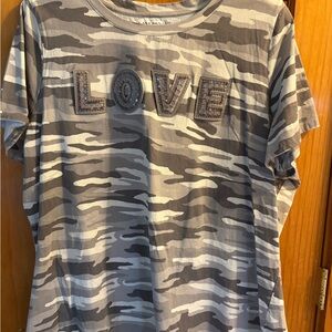 Lane Bryant LOVE Embellished Camo Tee - Neutral Gray Tones